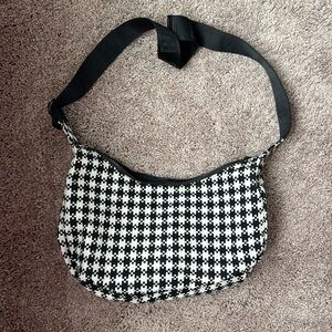 Baggu medium crescent bag black and white pixel